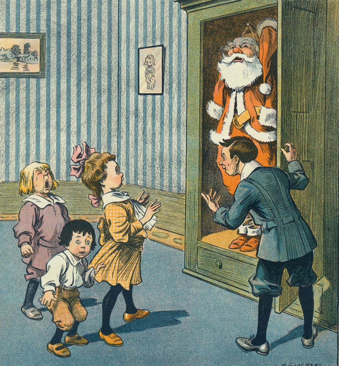 Santa Discovered in the Closet, 20th century (print) autorstwa Louis Glackens