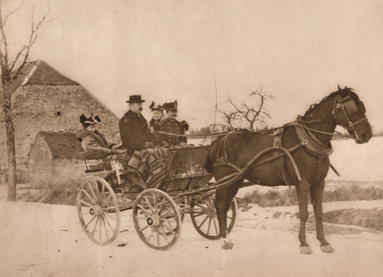 Mężczyźni i kobiety w powozie konnym, 1937 autorstwa Louis Guichard