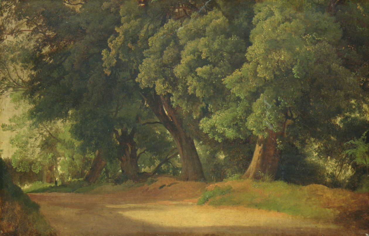 Dęby po Holsztynie (olej na papierze na drewnie) autorstwa Louis Gurlitt
