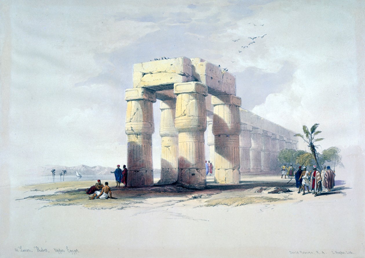 W Luksorze, Teby, Górny Egipt, XIX wiek autorstwa Louis Haghe