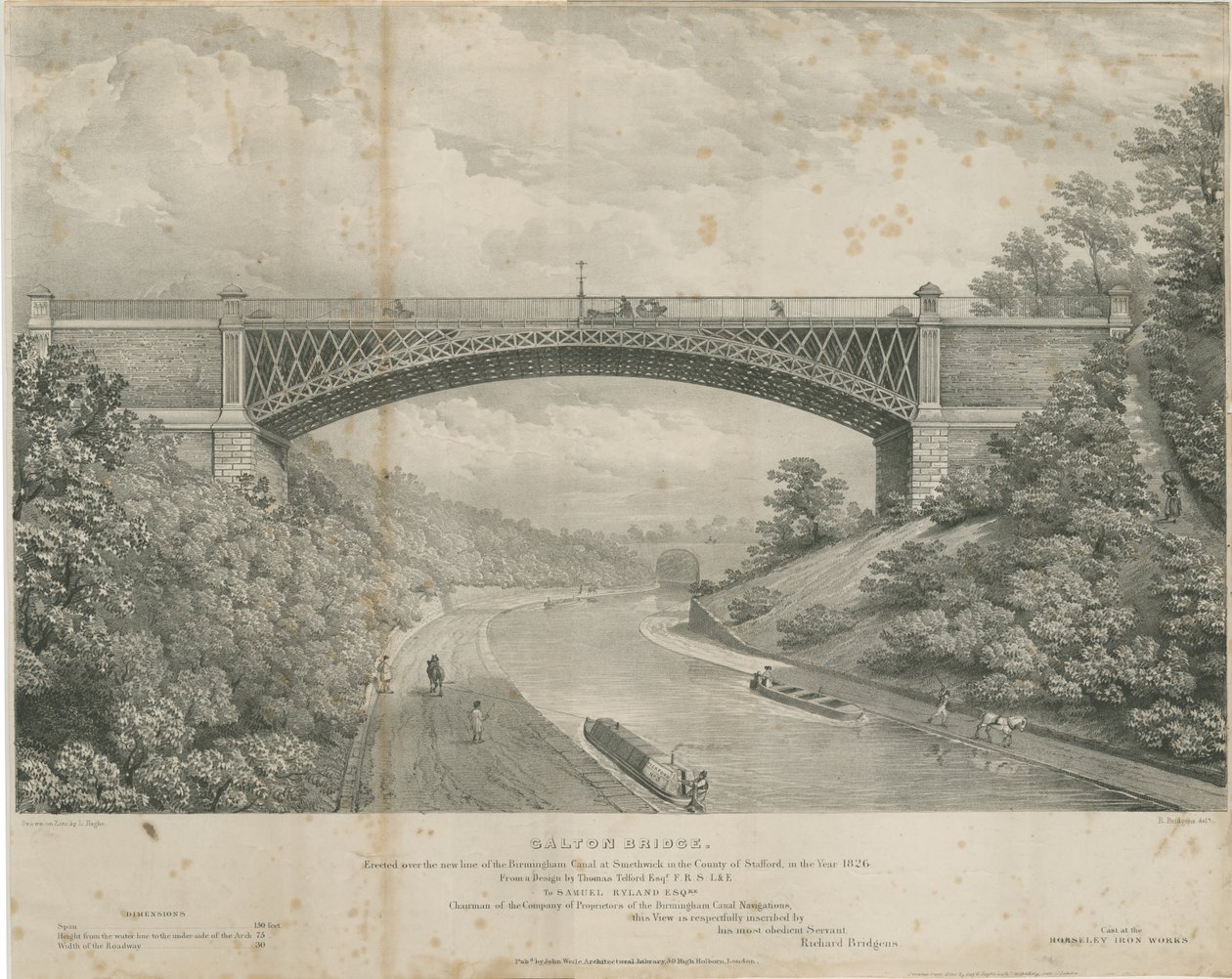 Calton Bridge: litografia cynkowa, bd [1826] autorstwa Louis Haghe