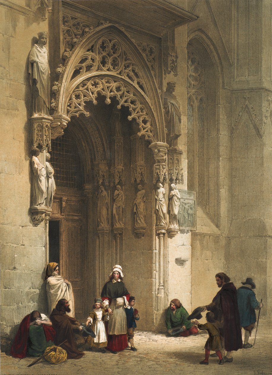 Kościół św. Sebalda, Norymberga, arkusz 12 z „Teczka szkiców Haghe: Belgia, Niemcy”, ok. 1845-55 autorstwa Louis Haghe