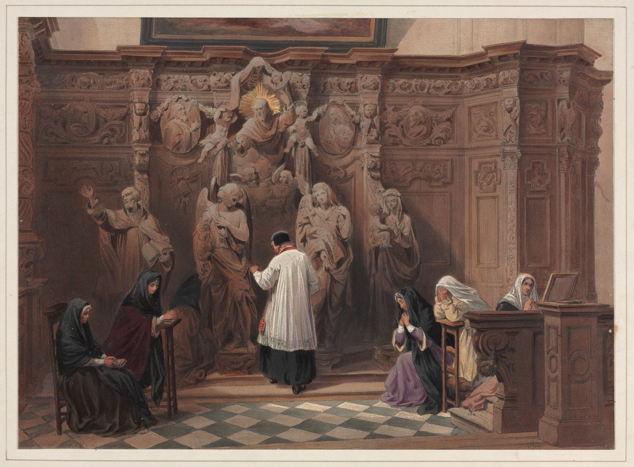 Konfesjonał, kościół św. Pawła, Antwerpia, 1838. autorstwa Louis Haghe