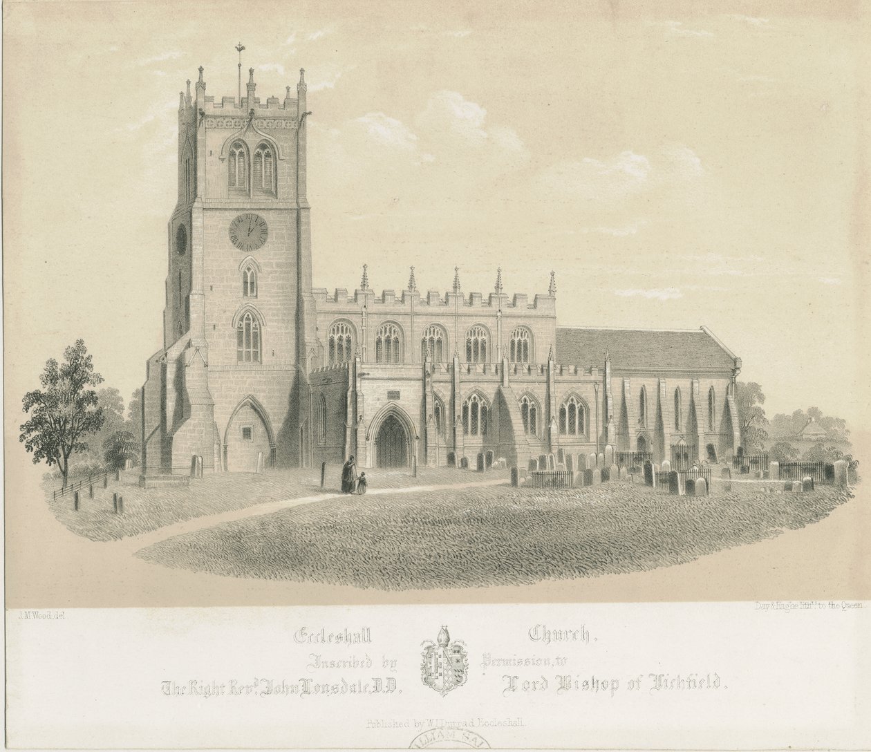 Kościół Eccleshall: litografia, bd [ok. 1840] (druk) autorstwa Louis Haghe
