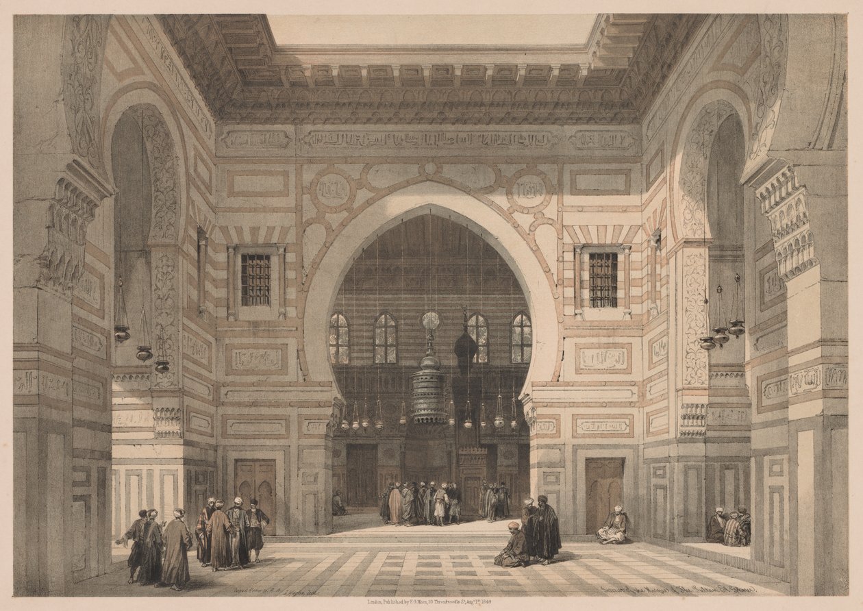 Egipt i Nubia: Tom III - nr 36, Wnętrze meczetu sułtana El Ghoree, 1838. autorstwa Louis Haghe