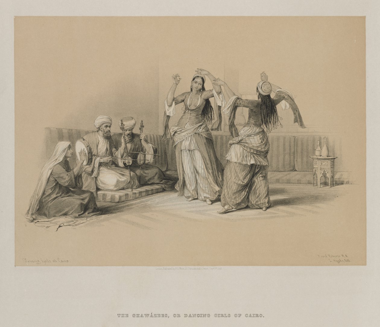 Egipt i Nubia, tom III: tańczące dziewczyny w Kairze, 1849. autorstwa Louis Haghe