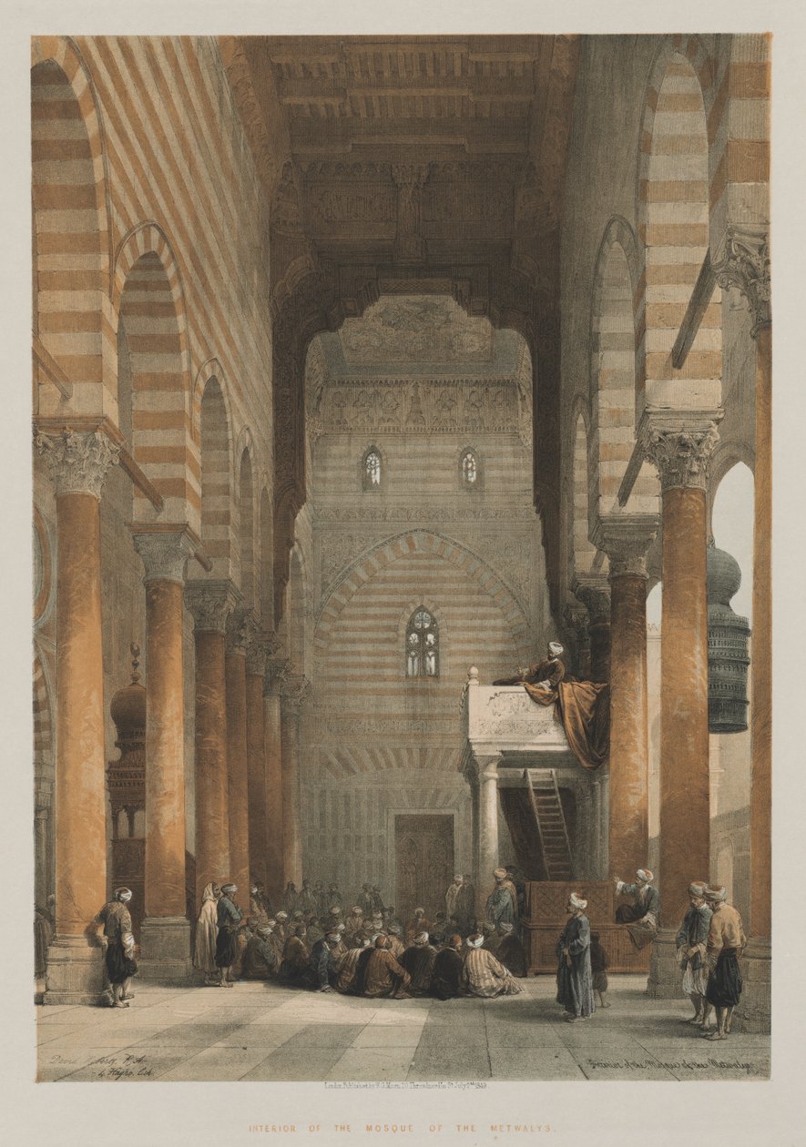 Egipt i Nubia, tom III: Wnętrze meczetu Metwalys, 1849. autorstwa Louis Haghe