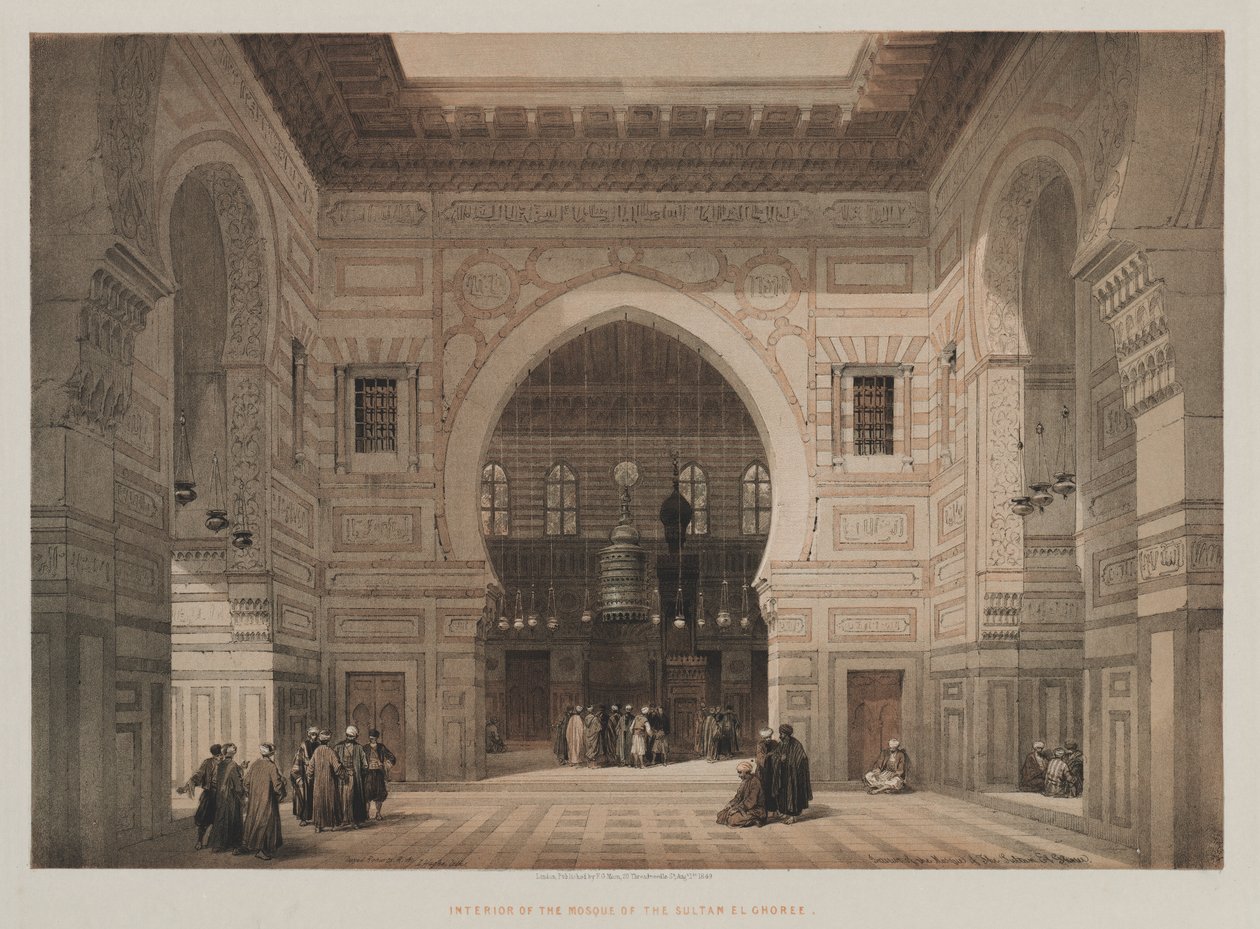 Egipt i Nubia, tom III: Wnętrze meczetu sułtana El Ghoree, 1849. autorstwa Louis Haghe