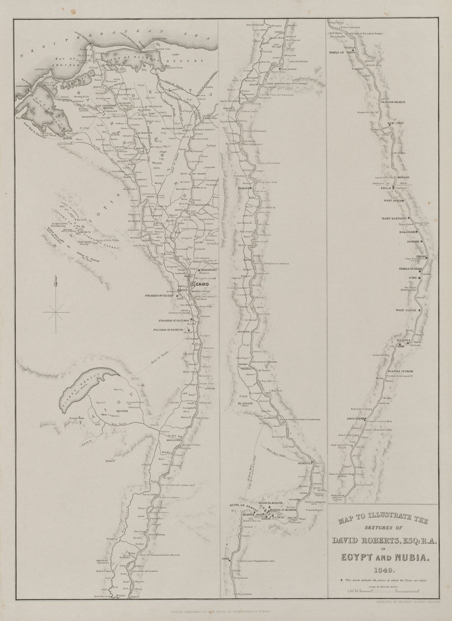 Egipt i Nubia, Tom III: Mapa do zilustrowania szkiców Davida Robertsa, Esq...1849, 1849. autorstwa Louis Haghe