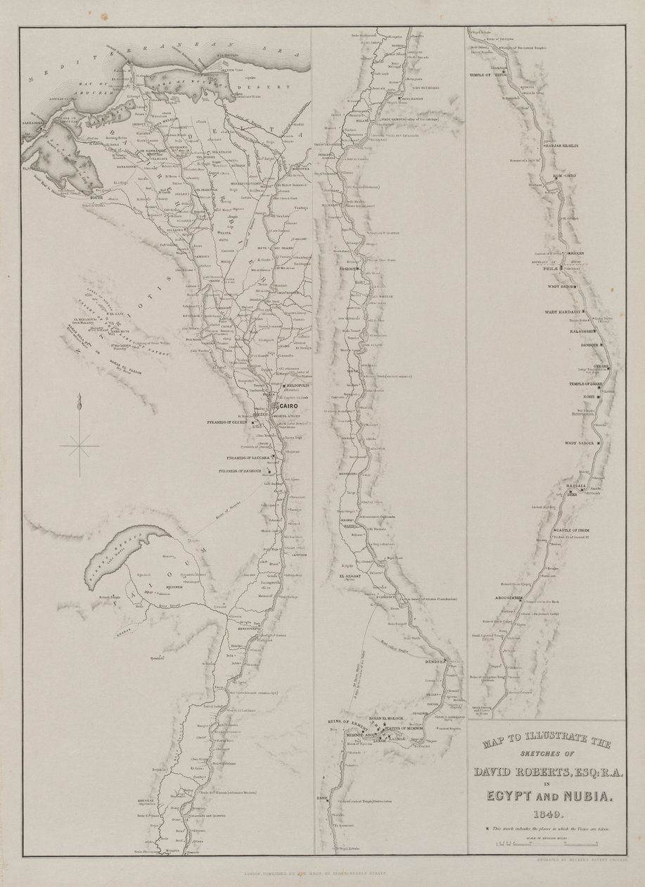 Egipt i Nubia, Tom III: Mapa ilustrująca szkice Davida Robertsa, Esq: R.A. w Egipcie i Nubii 1849 autorstwa Louis Haghe