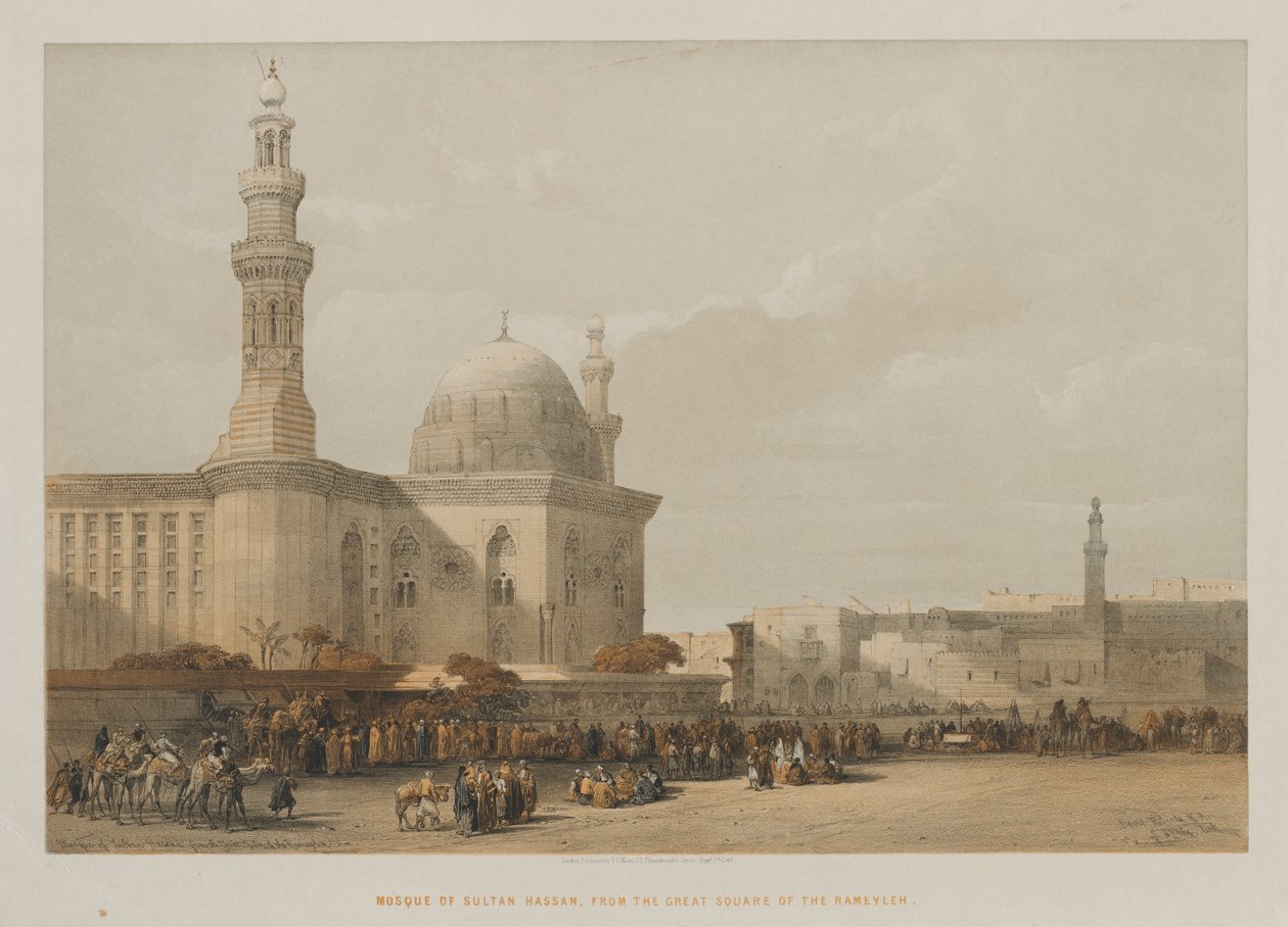 Egipt i Nubia, Tom III: Meczet Sułtana Hassana, z Wielkiego Placu Rameyleh, 1849. autorstwa Louis Haghe