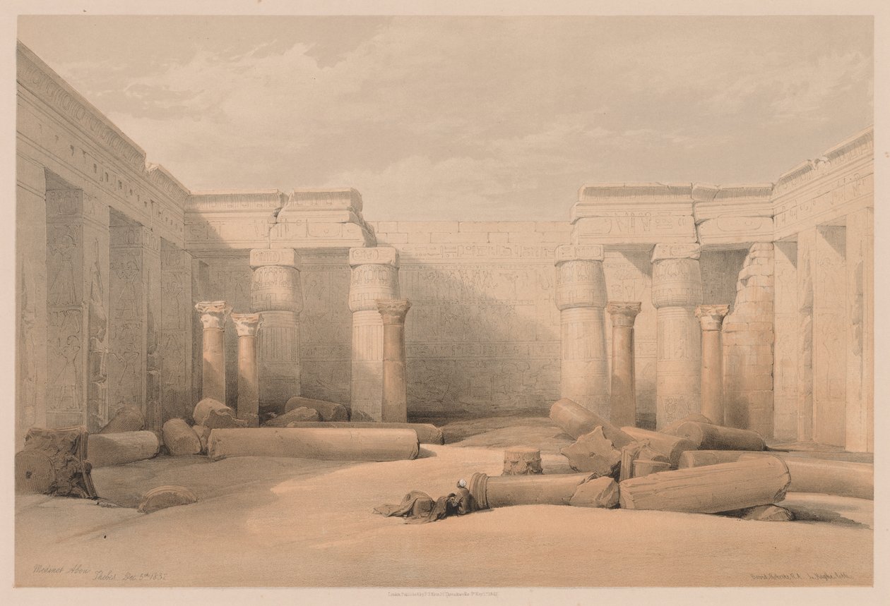 Egipt i Nubia: Tom II - nr 18, Medinet Abou, Teby autorstwa Louis Haghe