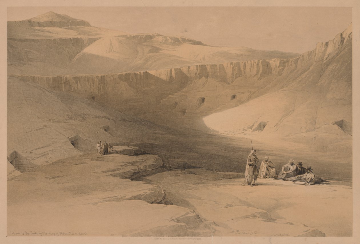 Egipt i Nubia: Tom II - nr 34, Wejście do grobowców królów Teb, 1838. autorstwa Louis Haghe