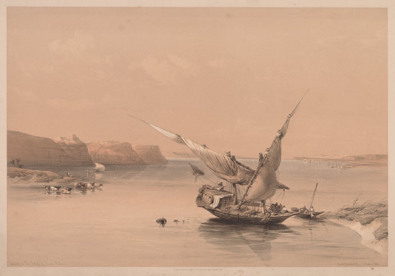 Egipt i Nubia: Tom II - nr 6, Podejście do twierdzy Ibrim, Nubia, 1838. autorstwa Louis Haghe