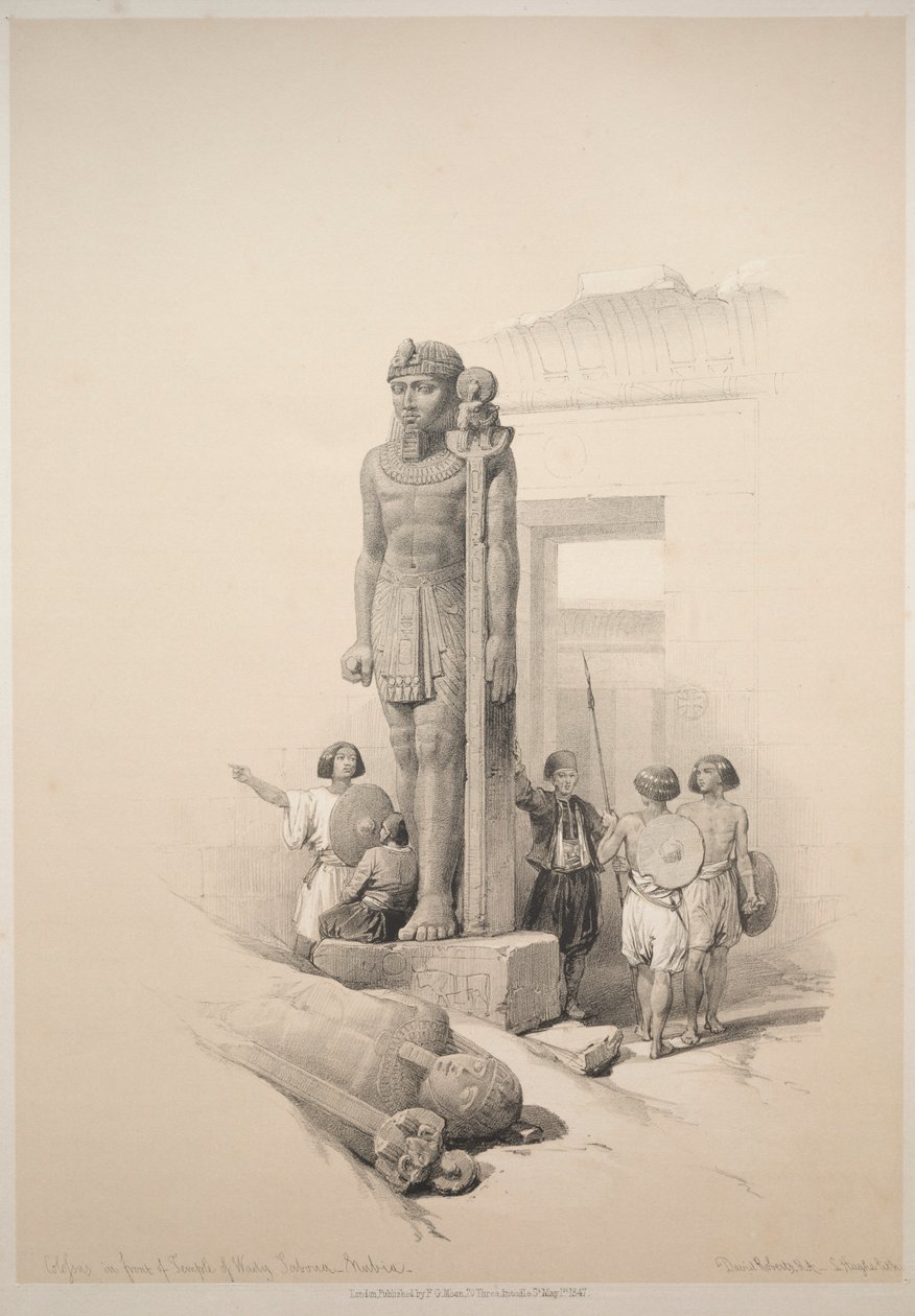Egipt i Nubia: Tom II - nr 7, Kolosy w Wady Saboua, 1838. autorstwa Louis Haghe