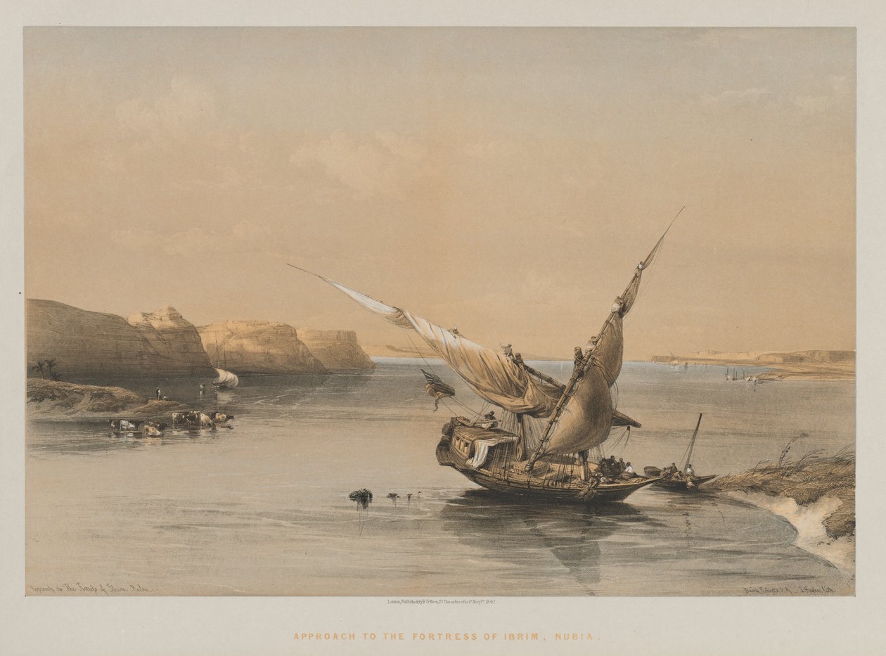 Egipt i Nubia, Tom II: Podejście do twierdzy Ibrim, Nubia, 1847. autorstwa Louis Haghe