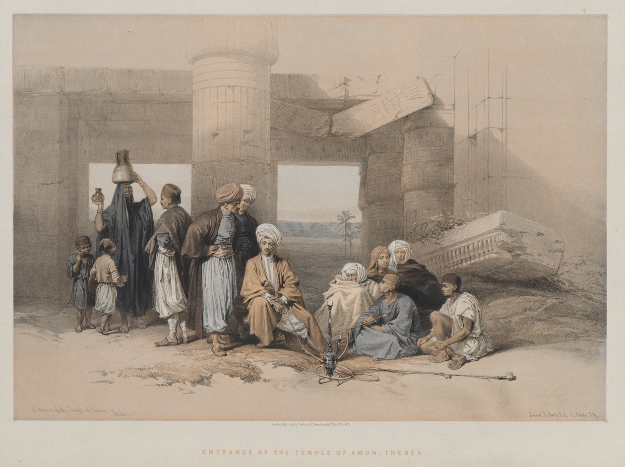 Egipt i Nubia, tom II: Wejście do świątyni Amona, Teby, 1847. autorstwa Louis Haghe