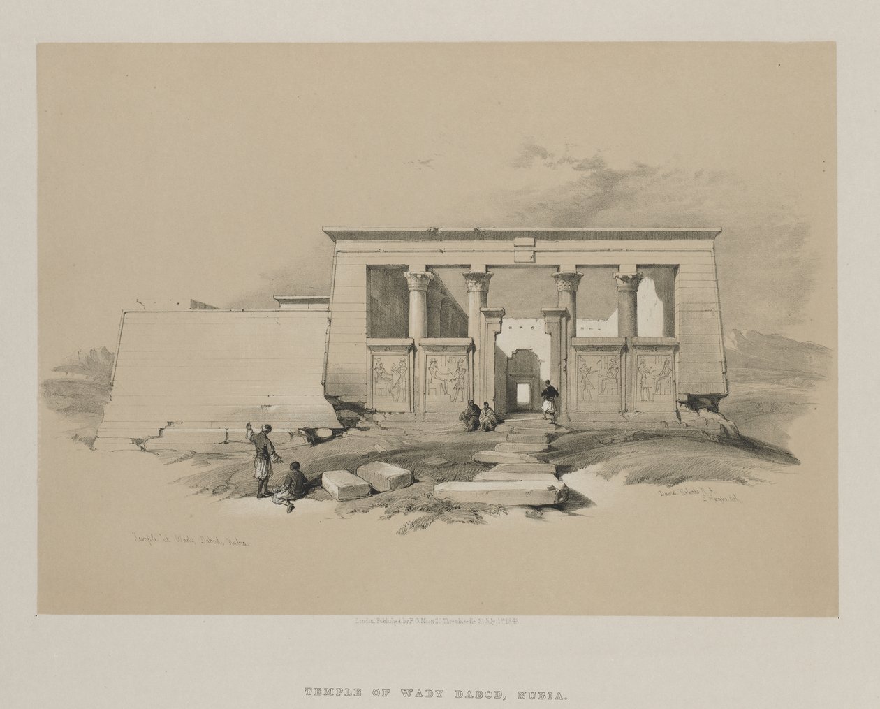 Egipt i Nubia, Tom II: Świątynia w Wady Dabod, Nubia, 1848. autorstwa Louis Haghe