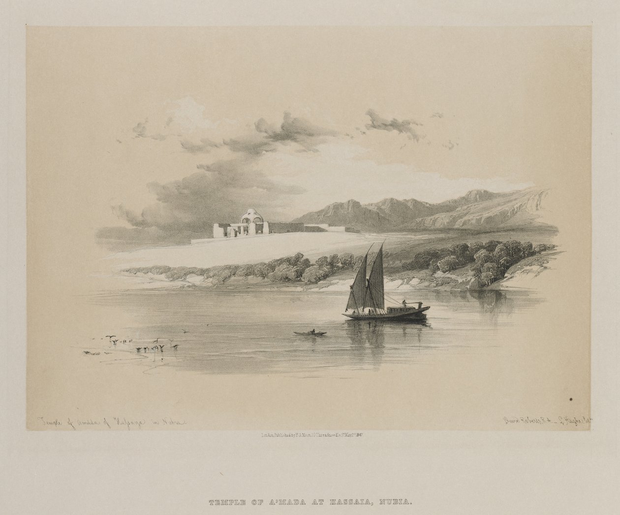 Egipt i Nubia, tom II: Świątynia Amddy, Hassaya w Nubii, 1847. autorstwa Louis Haghe