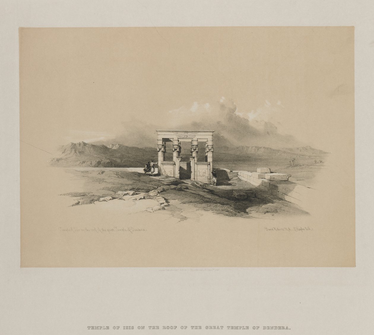 Egipt i Nubia, tom II: Świątynia Izydy na dachu Wielkiej Świątyni Dendery, 1848 r. autorstwa Louis Haghe