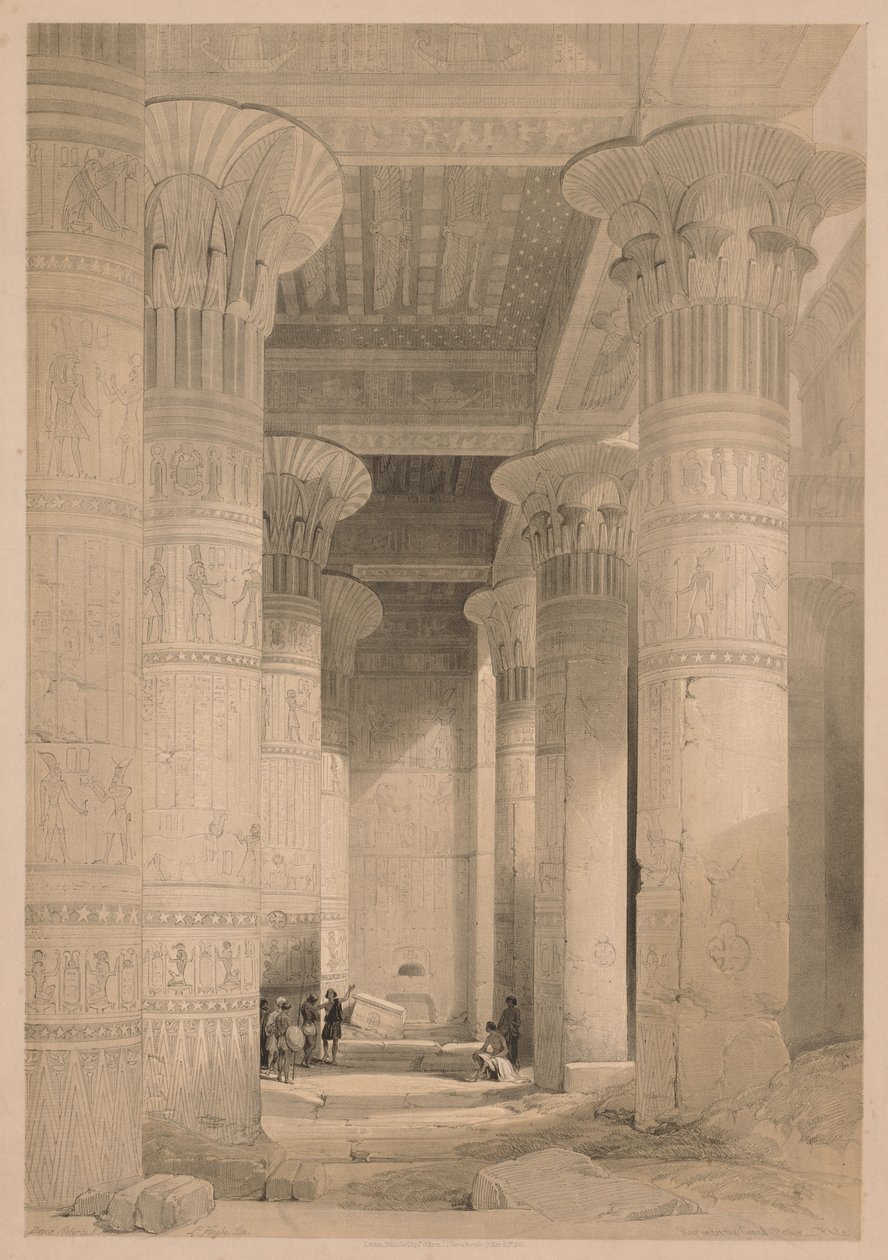 Egipt i Nubia: Tom I - Frontyspis, Widok pod Wielkim Portykiem, Philae, 1838. autorstwa Louis Haghe