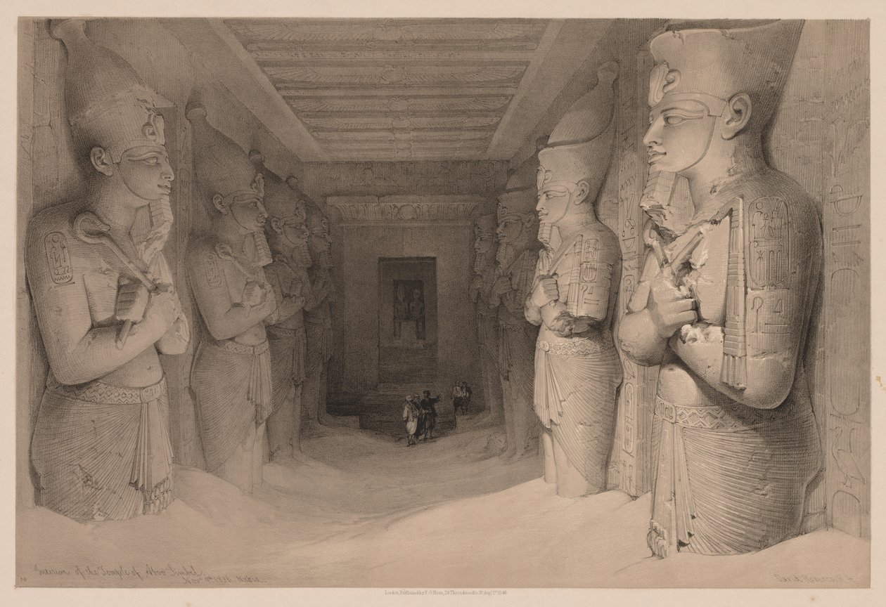 Egipt i Nubia: Tom I - nr 14, Wnętrze świątyni Aboo Simbel autorstwa Louis Haghe