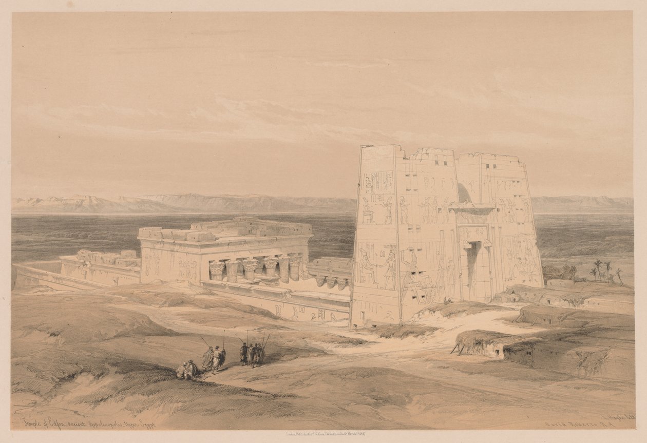 Egipt i Nubia: Tom I - nr 34, Świątynia Edfou. Starożytne Appolinopolis, Górny Egipt autorstwa Louis Haghe