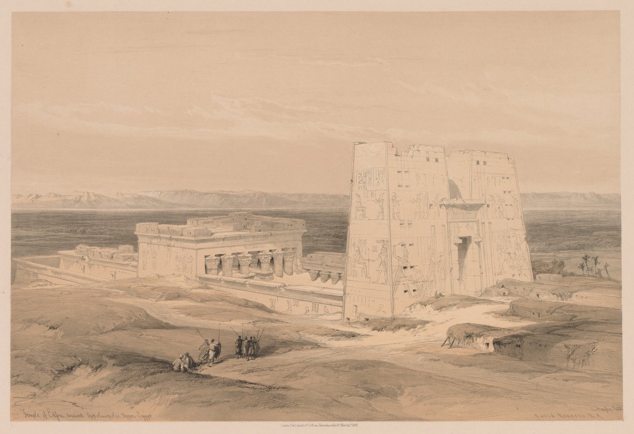 Egipt i Nubia: Tom I - nr 34, Świątynia Edfou. Starożytne Appolinopolis, Górny Egipt, 1838. autorstwa Louis Haghe