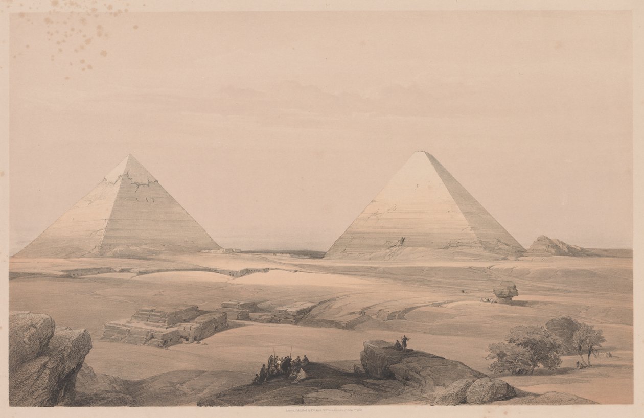 Egipt i Nubia: Tom I - nr 3, Piramidy w Gizeh, 1838. autorstwa Louis Haghe