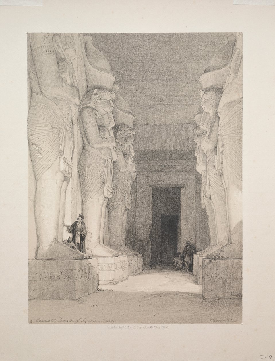 Egipt i Nubia: Tom I - nr 9, Wykopana Świątynia Gyrshe, Nubia autorstwa Louis Haghe