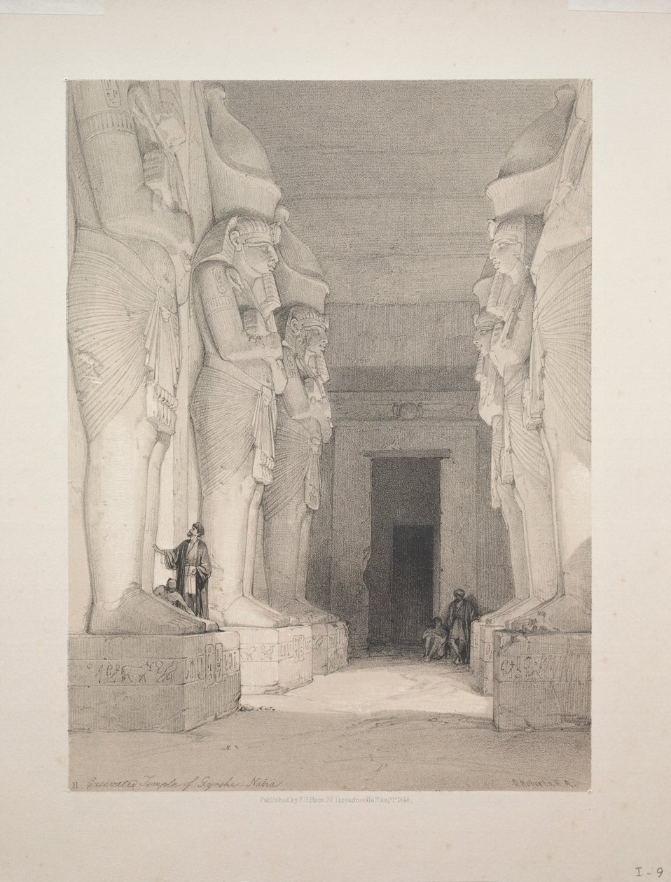 Egipt i Nubia: Tom I - nr 9, Wykopana Świątynia Gyrshe, Nubia, 1838. autorstwa Louis Haghe