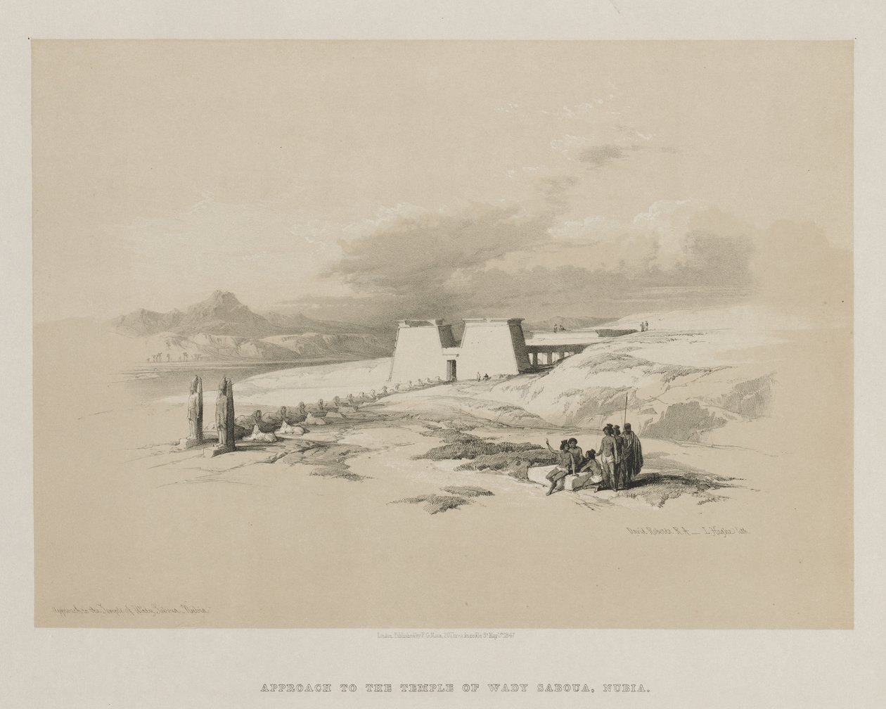 Egipt i Nubia, Tom I: Podejście do świątyni Wady Saboua, Nubia, 1847. autorstwa Louis Haghe