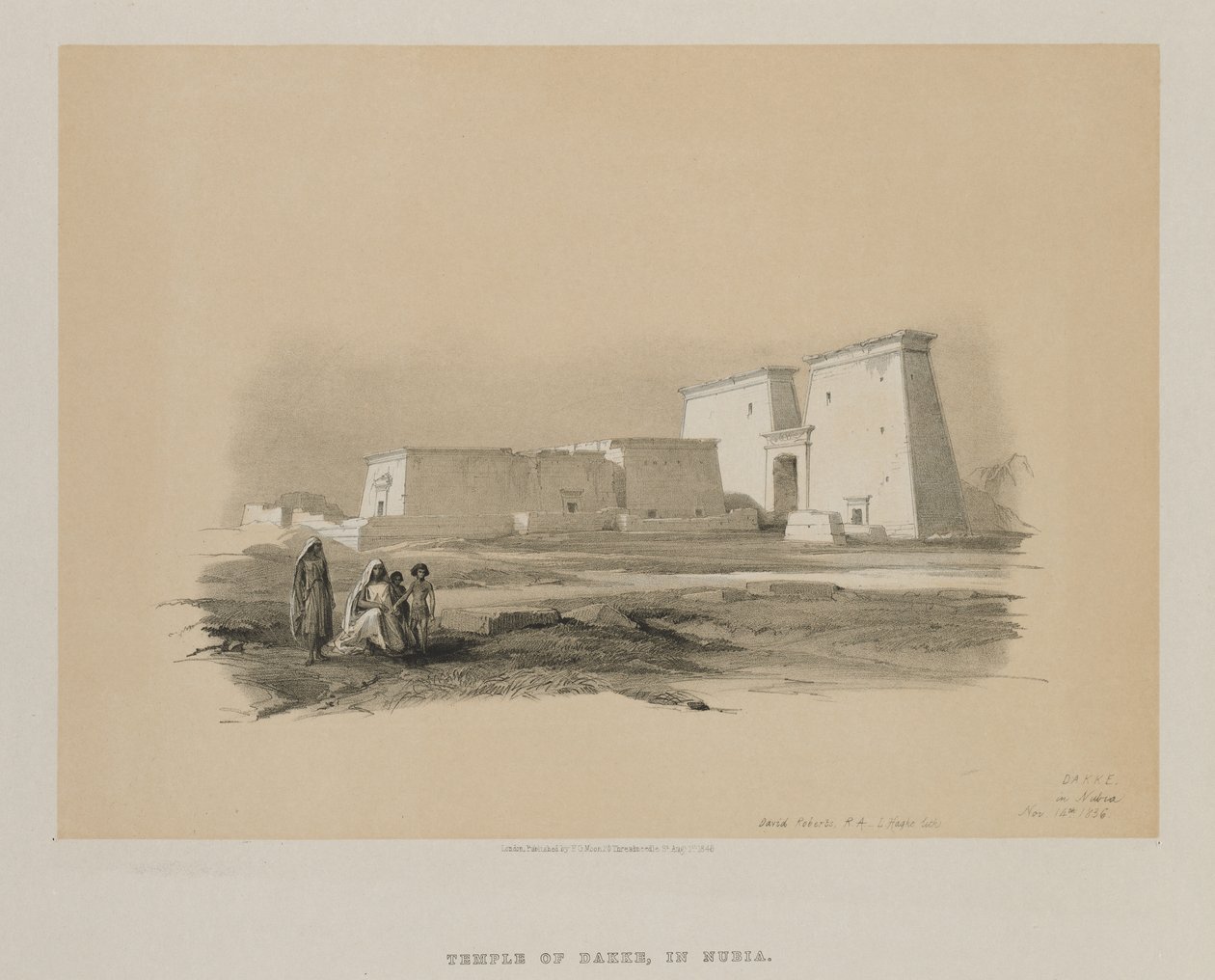 Egipt i Nubia, tom I: Dakke, w Nubii, 1846. autorstwa Louis Haghe