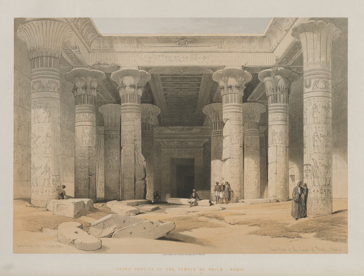 Egipt i Nubia, Tom I: Wielki Portyk Świątyni Philae, Nubia autorstwa Louis Haghe