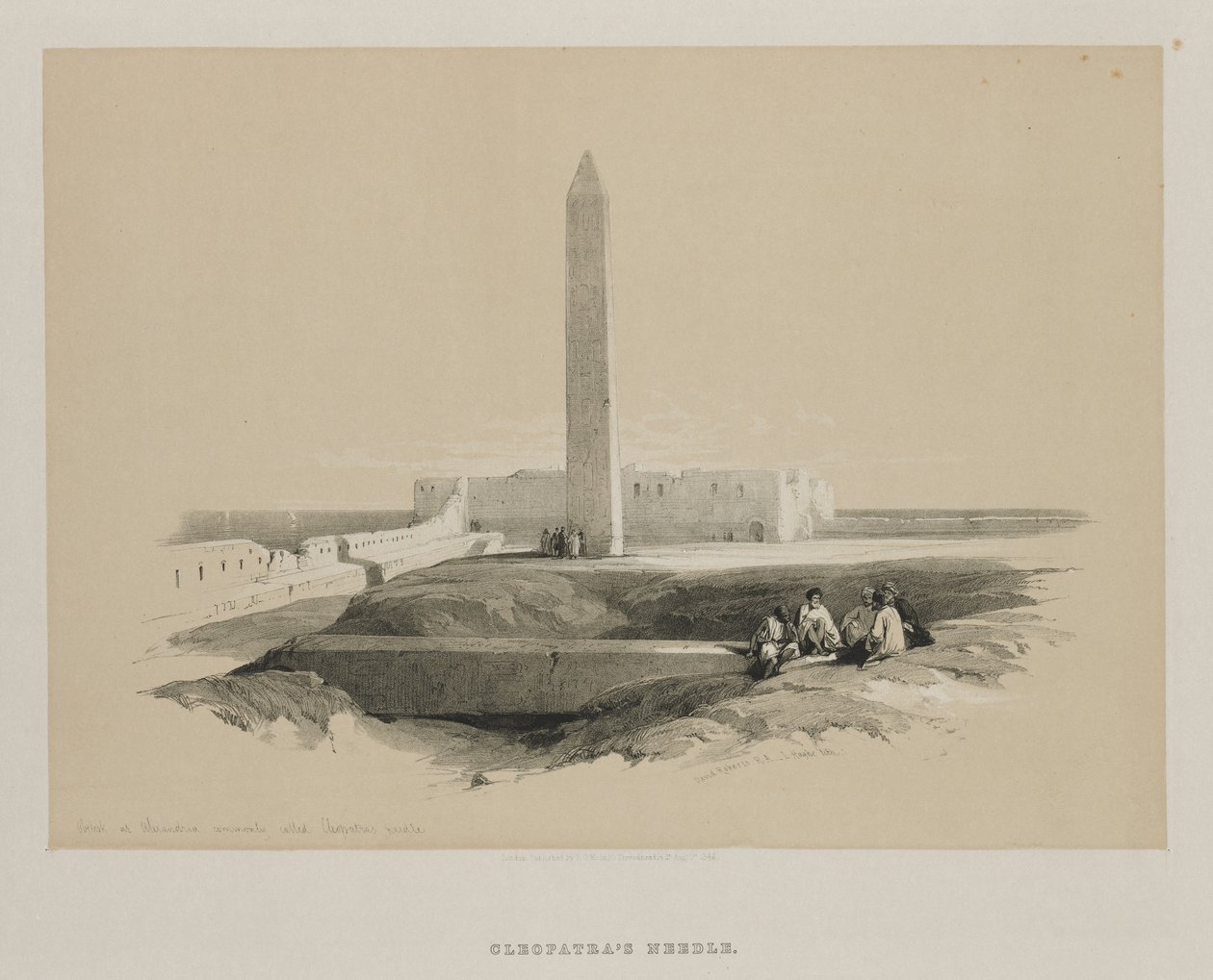 Egipt i Nubia, Tom I: Obelisk w Aleksandrii, powszechnie nazywany Igłą Kleopatry, 1846. autorstwa Louis Haghe