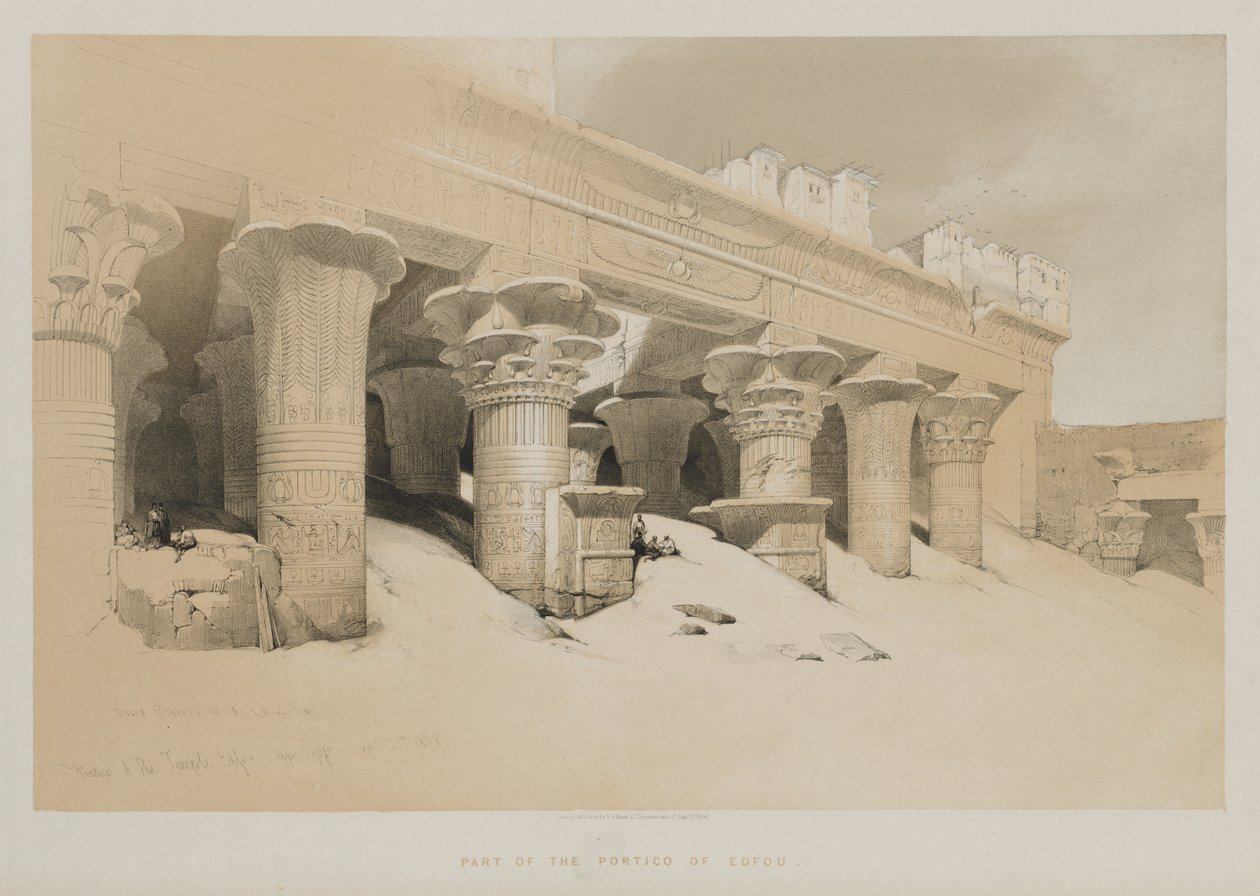 Egipt i Nubia Tom I: Portyk świątyni Edfou, Górny Egipt, 1846. autorstwa Louis Haghe