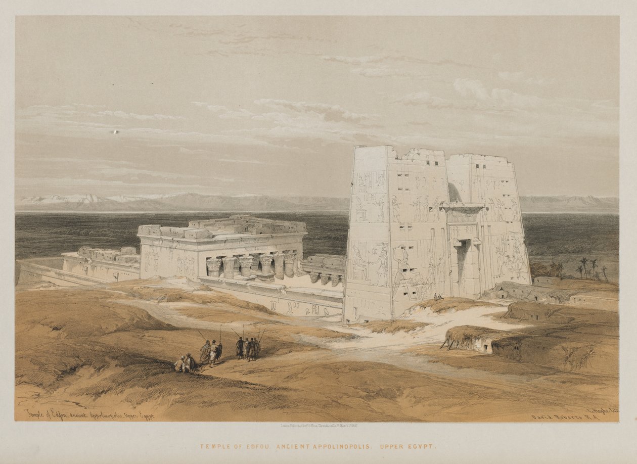 Egipt i Nubia, Tom I: Świątynia w Edfou, starożytne Apollinopolis, Górny Egipt, 1847. autorstwa Louis Haghe