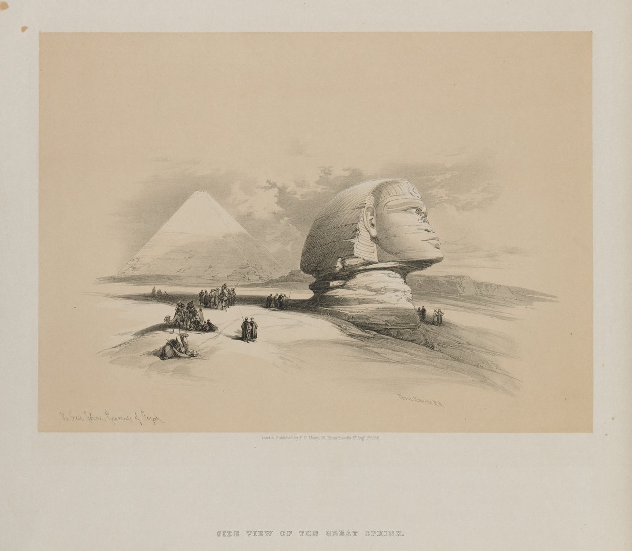 Egipt i Nubia, Tom I: Wielki Sfinks, Piramidy Gezeeh, 1846. autorstwa Louis Haghe