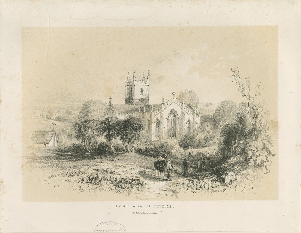 Kościół Handsworth: litografia, bd [1806-1885] autorstwa Louis Haghe