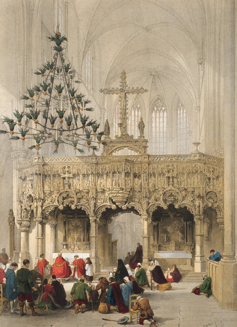 Ekran w kościele Aerscot, arkusz 2 z „Portfolia szkiców Haghe: Belgia, Niemcy”, c.1845-55 autorstwa Louis Haghe
