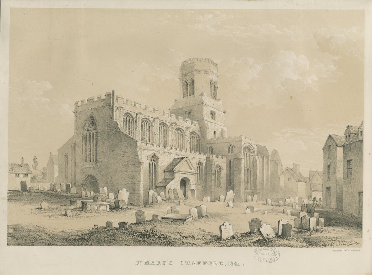 Stafford - Kościół Mariacki: litografia, 1841 autorstwa Louis Haghe