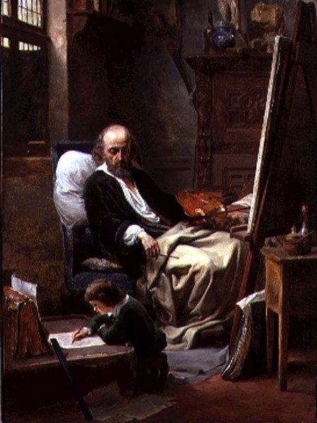 Młody artysta (olej na płótnie) autorstwa Louis Haghe
