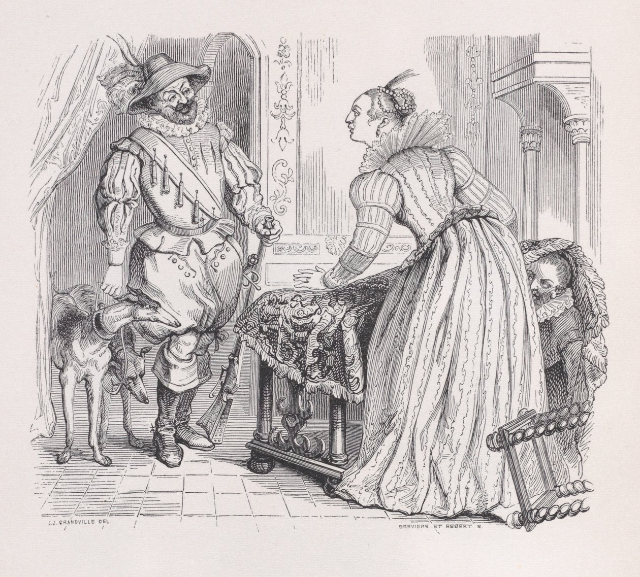 Polowanie z Dzieł wszystkich Bérangera, 1836. Twórcy: Louis-Henri Brevière, Cesar-Auguste Hebert. autorstwa Louis Henri Brevière, Cesar Auguste Hebert