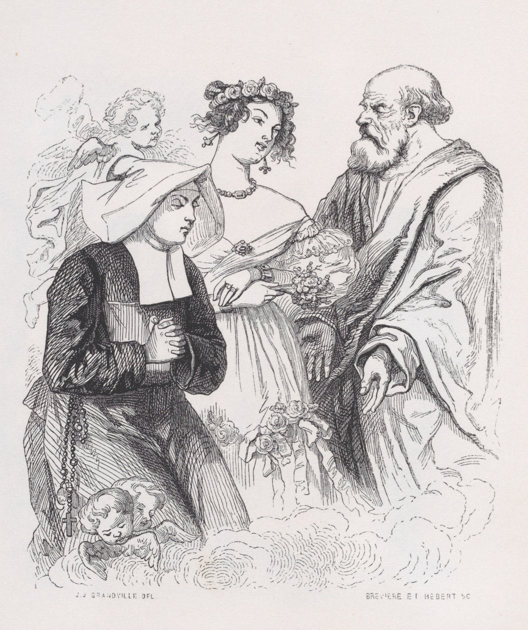 Dwie Siostry Miłosierdzia z Dzieł wszystkich Bérangera, 1836. Twórcy: Louis-Henri Brevière, Cesar-Auguste Hebert. autorstwa Louis Henri Brevière, Cesar Auguste Hebert