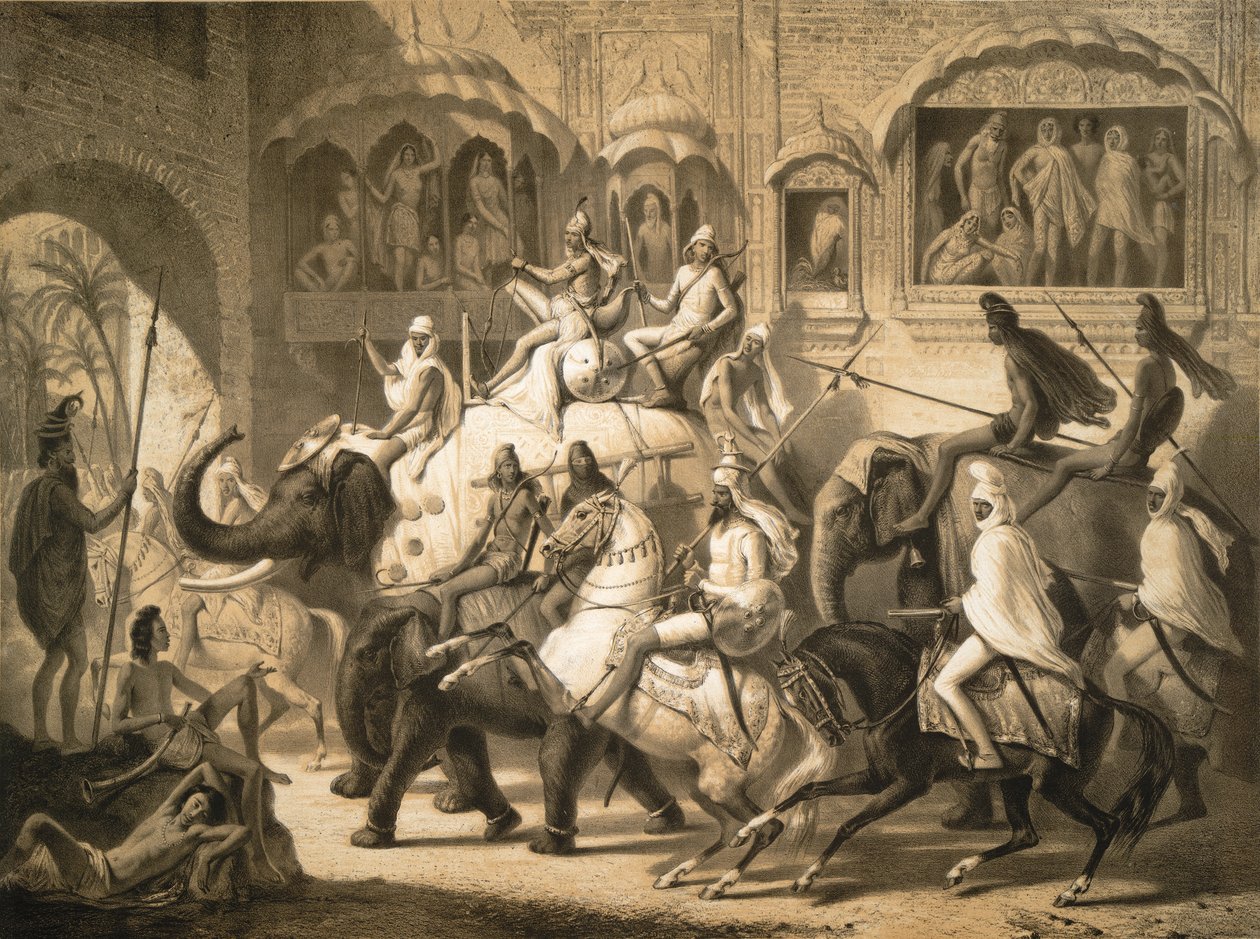 Ulica w Lahore (marzec 1842) autorstwa Louis Henri de Rudder