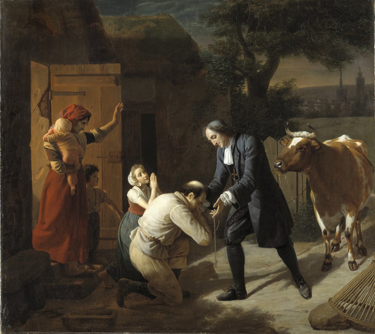 Francois Fenelon (1651-1715) zwraca krowę skradzioną chłopowi - Fenelon zwraca skradzioną krowę chłopowi przez Hersenta, Louisa (1777-1860). Olej na płótnie. Rozmiar: 97,5x109,5cm. Muzeum Narodowe w Sztokholmie autorstwa Louis Hersent