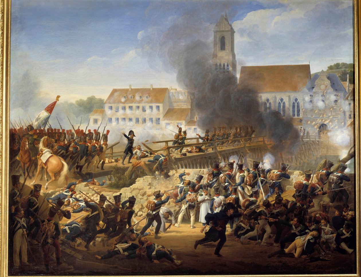 Przechodząc przez most Landshut 21.04.1809, generał Mouton kierował grenadierami 17 Pułku Linii Malarstwo Louisa Hersenta (1777-1860) autorstwa Louis Hersent
