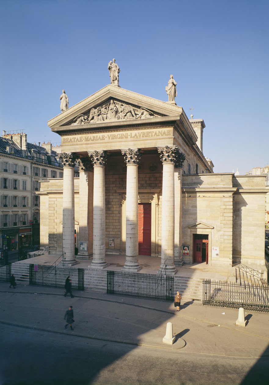 Fasada kościoła Notre-Dame de Lorette, zbudowana w latach 1823-36 autorstwa Louis Hippolyte Lebas