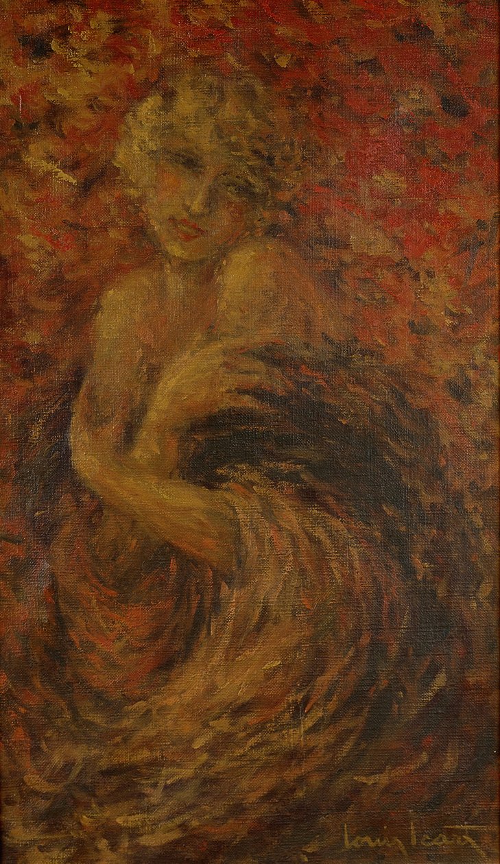 Fanny, owinięta w płaszcz autorstwa Louis Icart