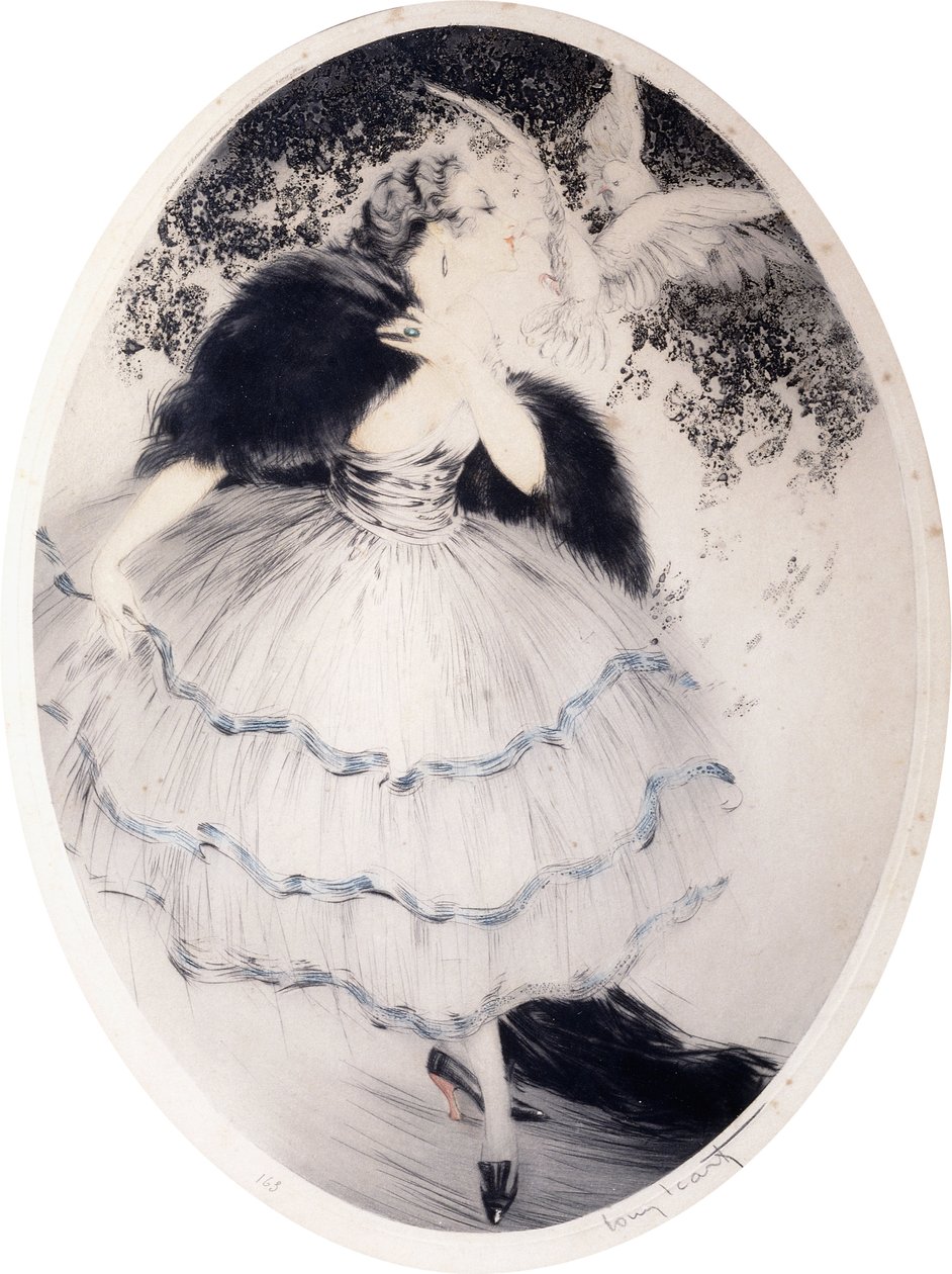 Dama z dwoma gołębiami autorstwa Louis Icart
